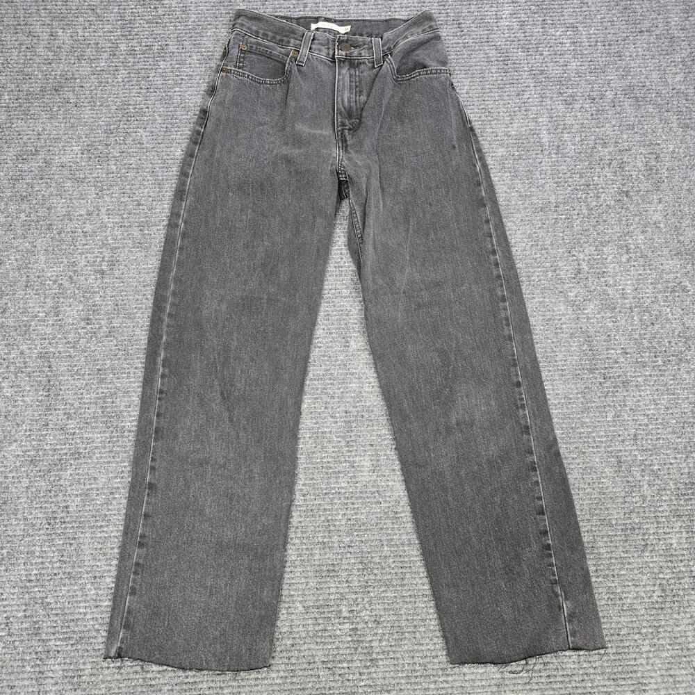 Levi's Premium Dad Jeans Womens 24 24x28 Black Gray Raw Hem Cropped Denim